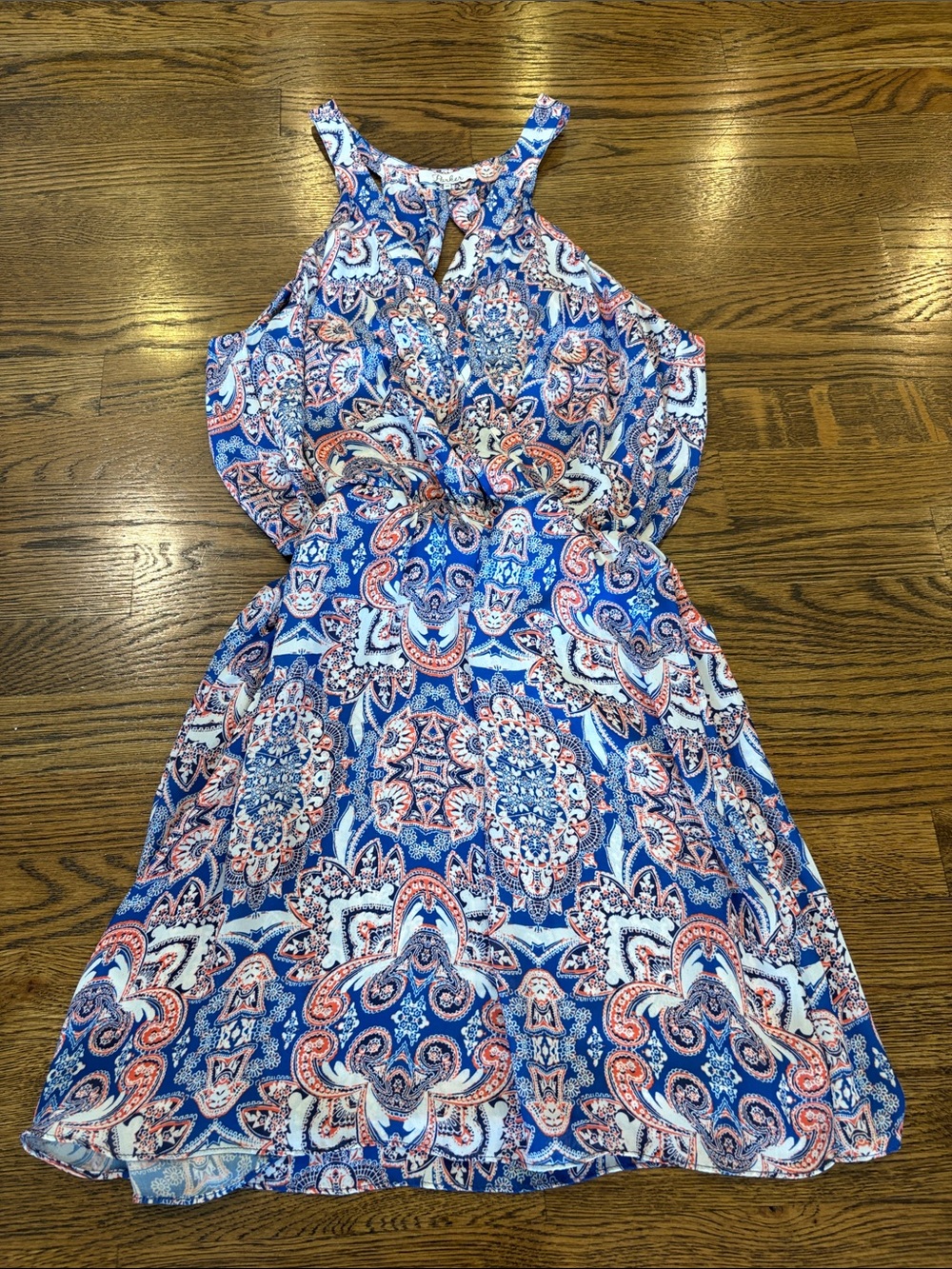 Parker Blue & Coral Paisley Sundress, xS